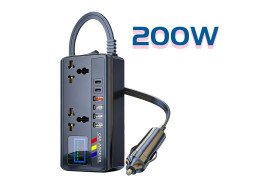 محول سيارة 200 واط، تحويل DC12V/24V إلى 220VAC