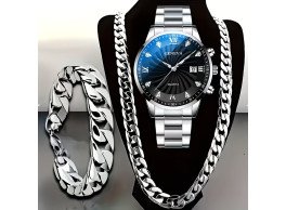 ثلاث قطع طقم ساعات رجالية